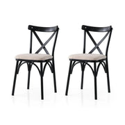 Set 2 scaune EKOL 285 V2, crem/negru, stofa clasica/metal, 42x40x81 cm