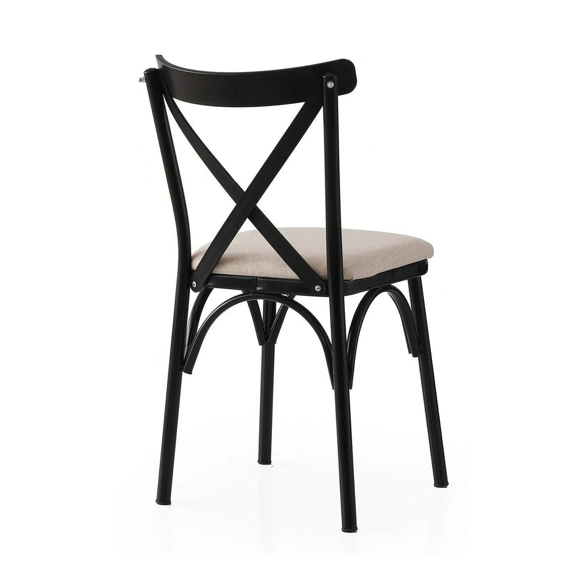 Set 2 scaune EKOL 285 V2, crem/negru, stofa clasica/metal, 42x40x81 cm