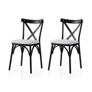 Set 2 scaune EKOL 286 V2, alb/negru, stofa clasica/metal, 42x40x81 cm