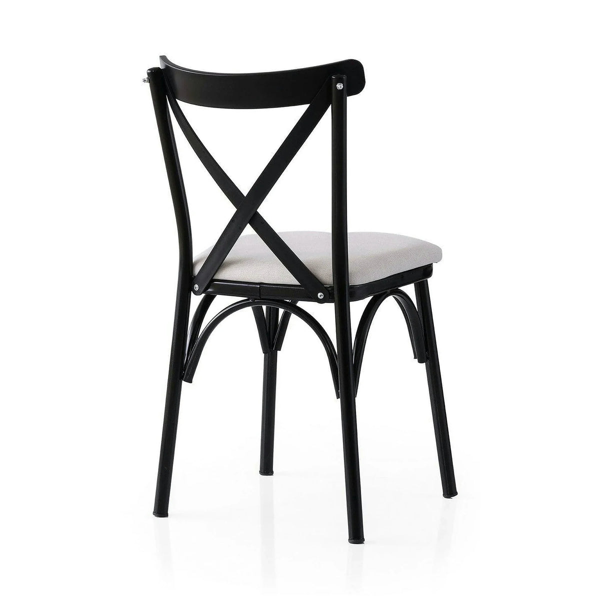 Set 2 scaune EKOL 286 V2, alb/negru, stofa clasica/metal, 42x40x81 cm