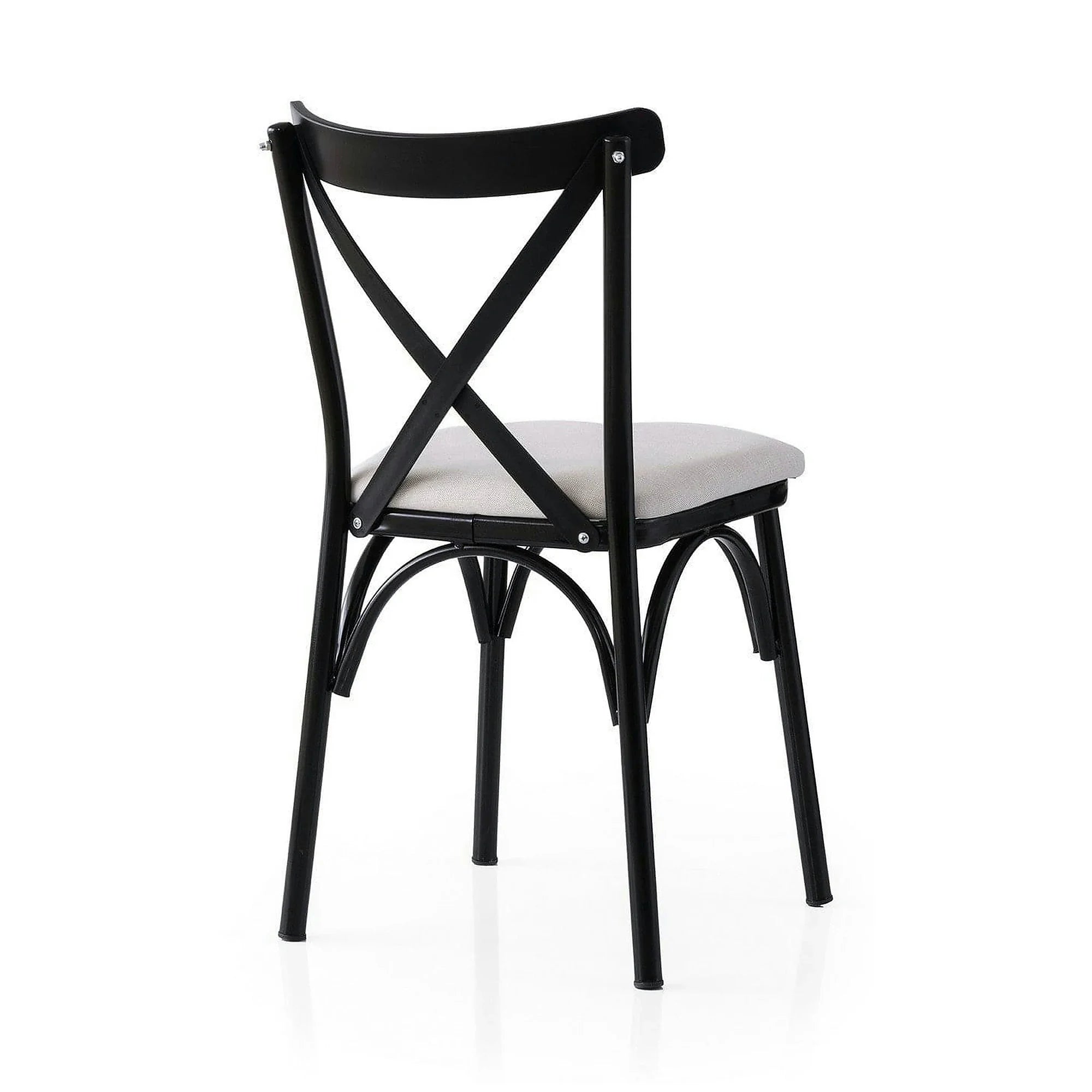 Set 2 scaune EKOL 286 V2, alb/negru, stofa clasica/metal, 42x40x81 cm