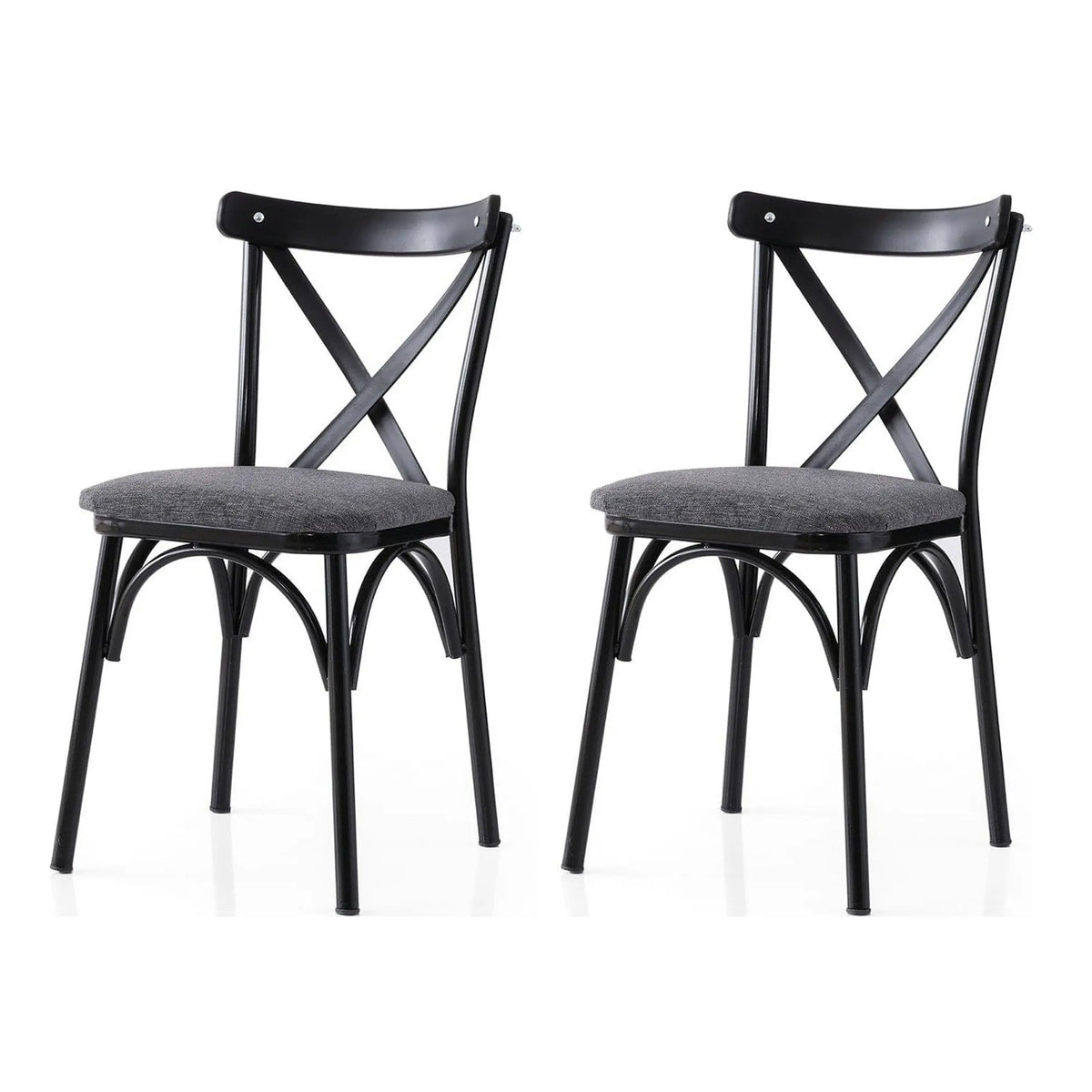 Set 2 scaune EKOL 288 V2, gri/negru, stofa clasica/metal, 42x40x81 cm