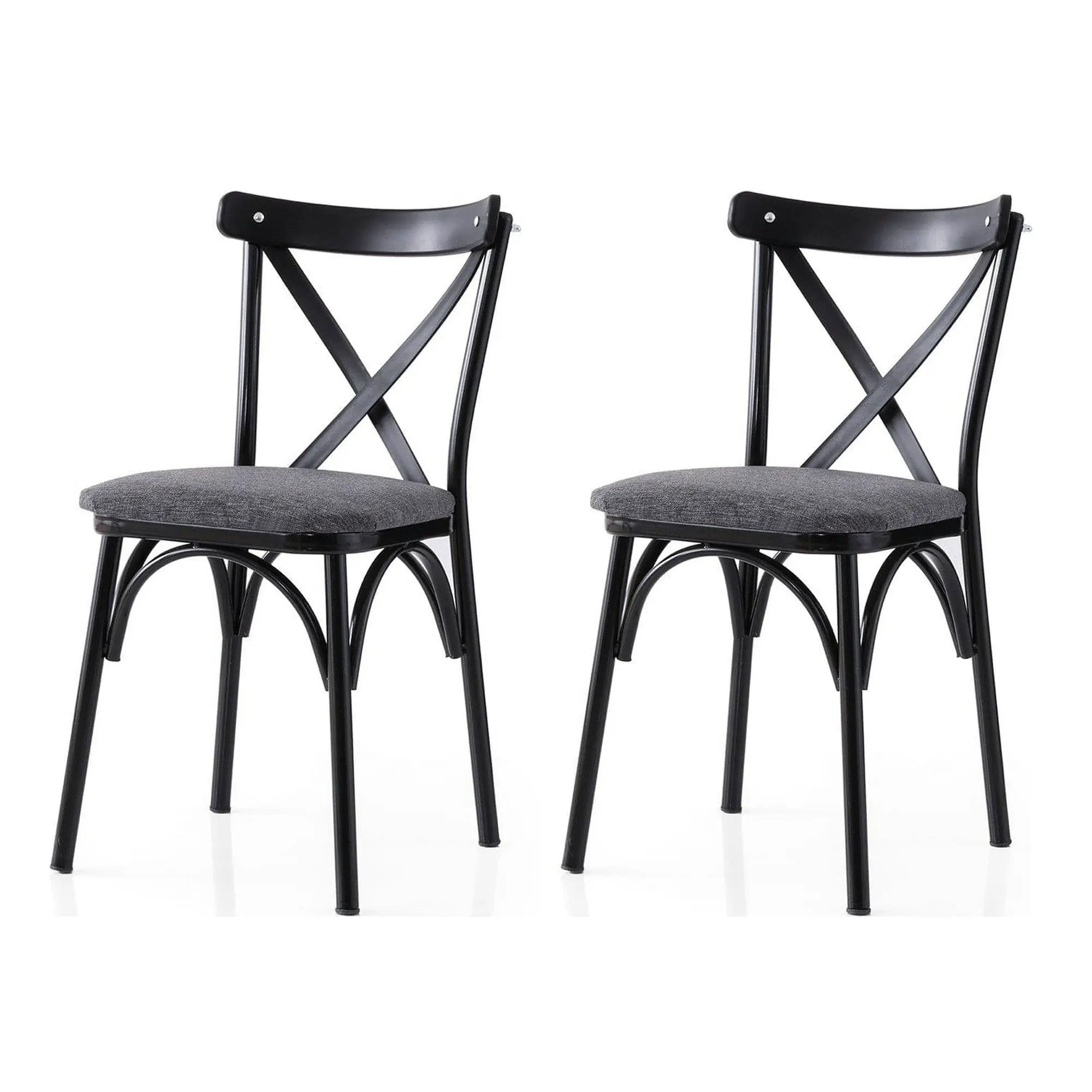 Set 2 scaune EKOL 288 V2, gri/negru, stofa clasica/metal, 42x40x81 cm