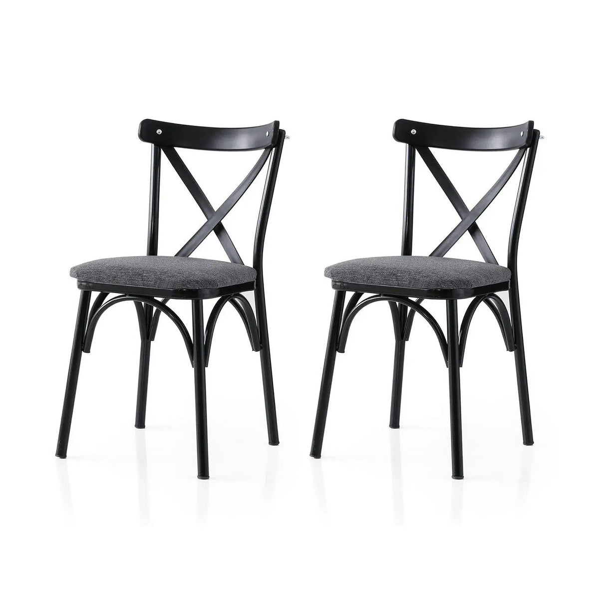 Set 2 scaune EKOL 288 V2, gri/negru, stofa clasica/metal, 42x40x81 cm