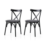 Set 2 scaune EKOL 288 V2, gri/negru, stofa clasica/metal, 42x40x81 cm