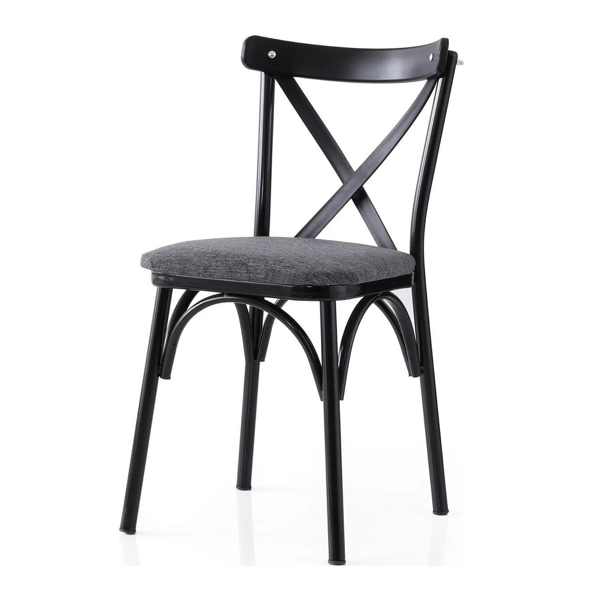 Set 2 scaune EKOL 288 V2, gri/negru, stofa clasica/metal, 42x40x81 cm