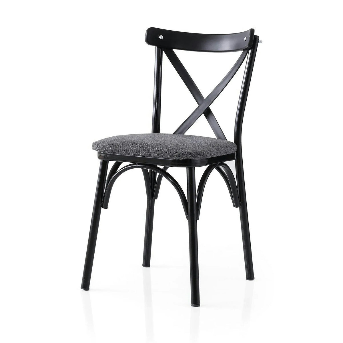 Set 2 scaune EKOL 288 V2, gri/negru, stofa clasica/metal, 42x40x81 cm
