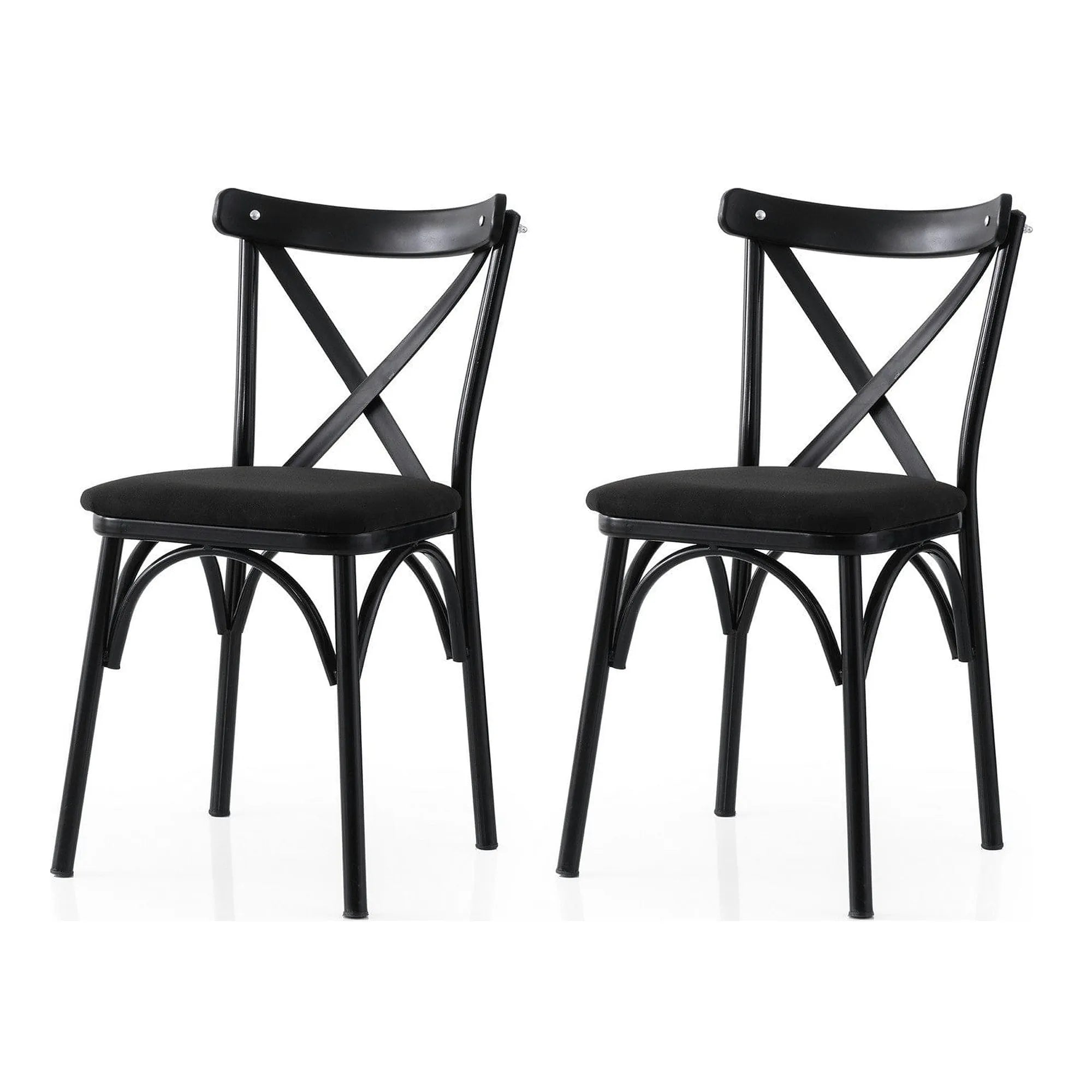 Set 2 scaune EKOL 290 V2, negru, stofa clasica/metal, 42x40x81 cm