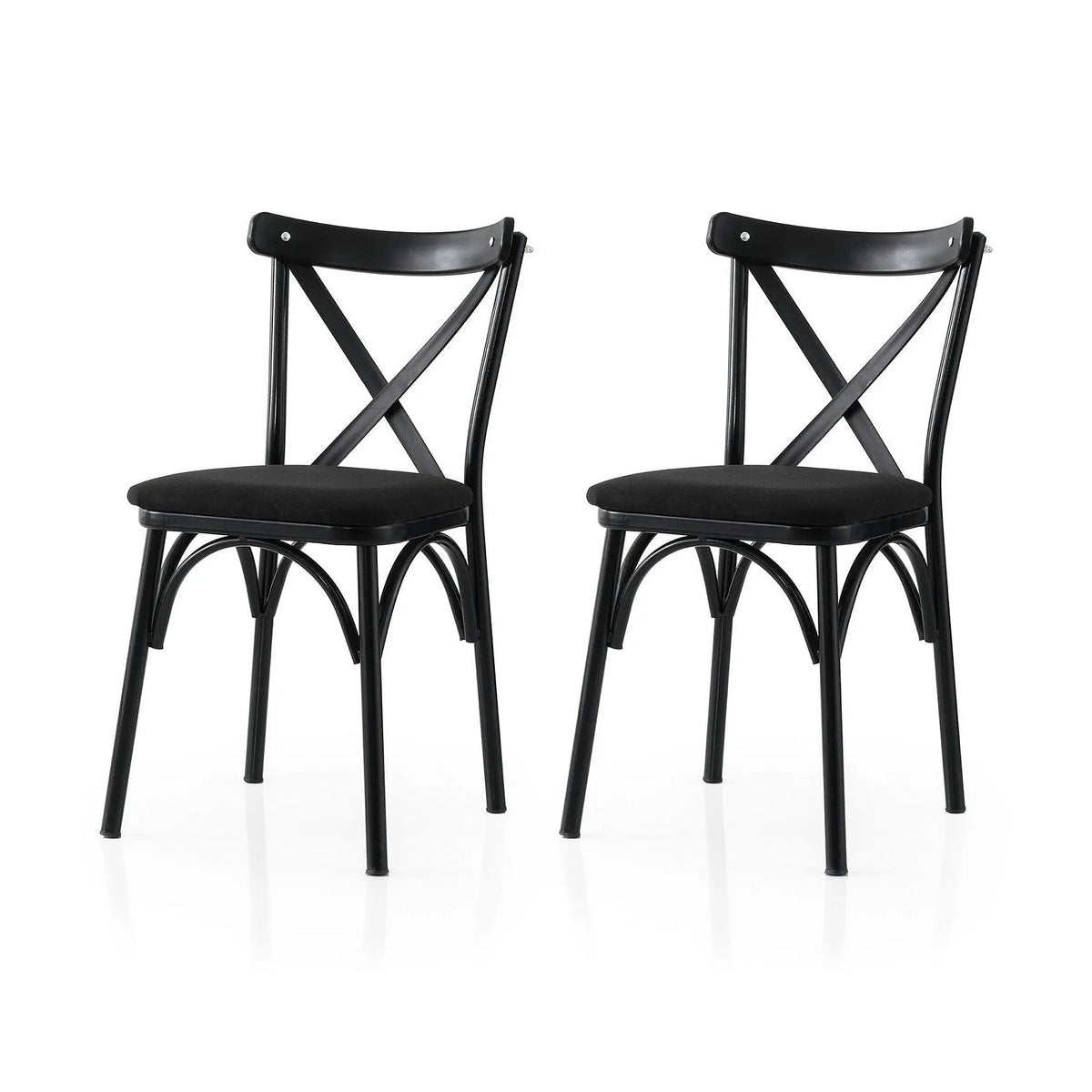 Set 2 scaune EKOL 290 V2, negru, stofa clasica/metal, 42x40x81 cm