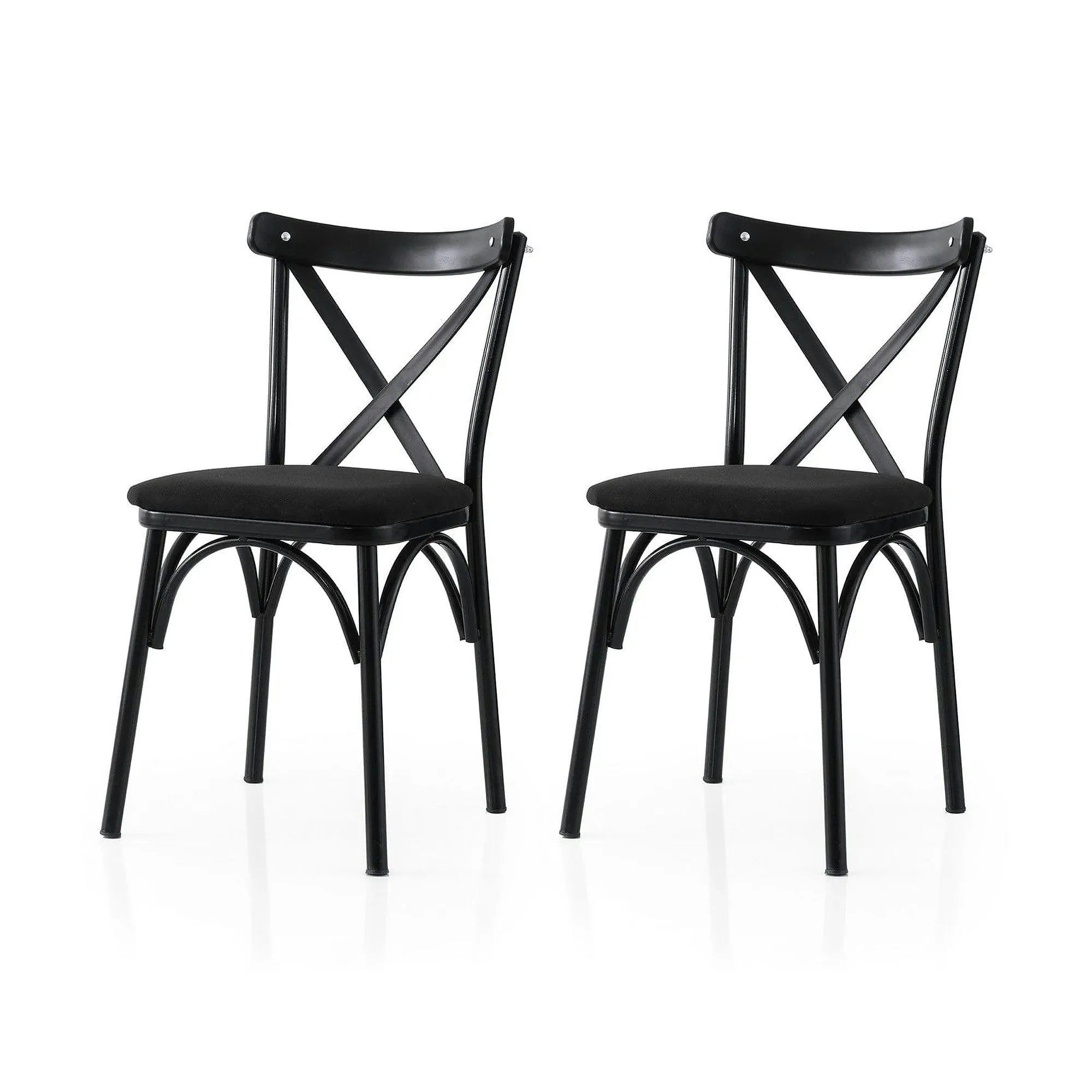 Set 2 scaune EKOL 290 V2, negru, stofa clasica/metal, 42x40x81 cm