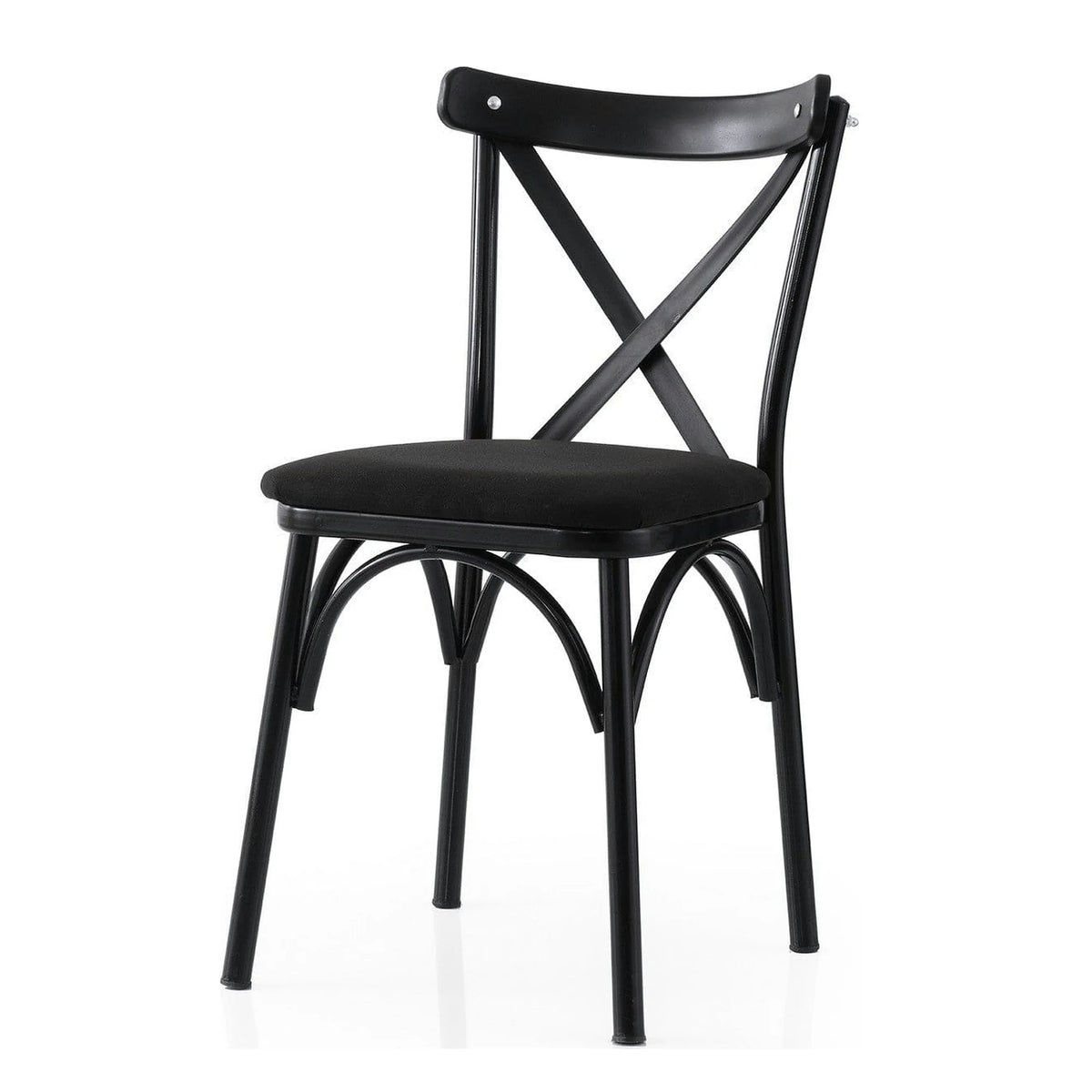 Set 2 scaune EKOL 290 V2, negru, stofa clasica/metal, 42x40x81 cm