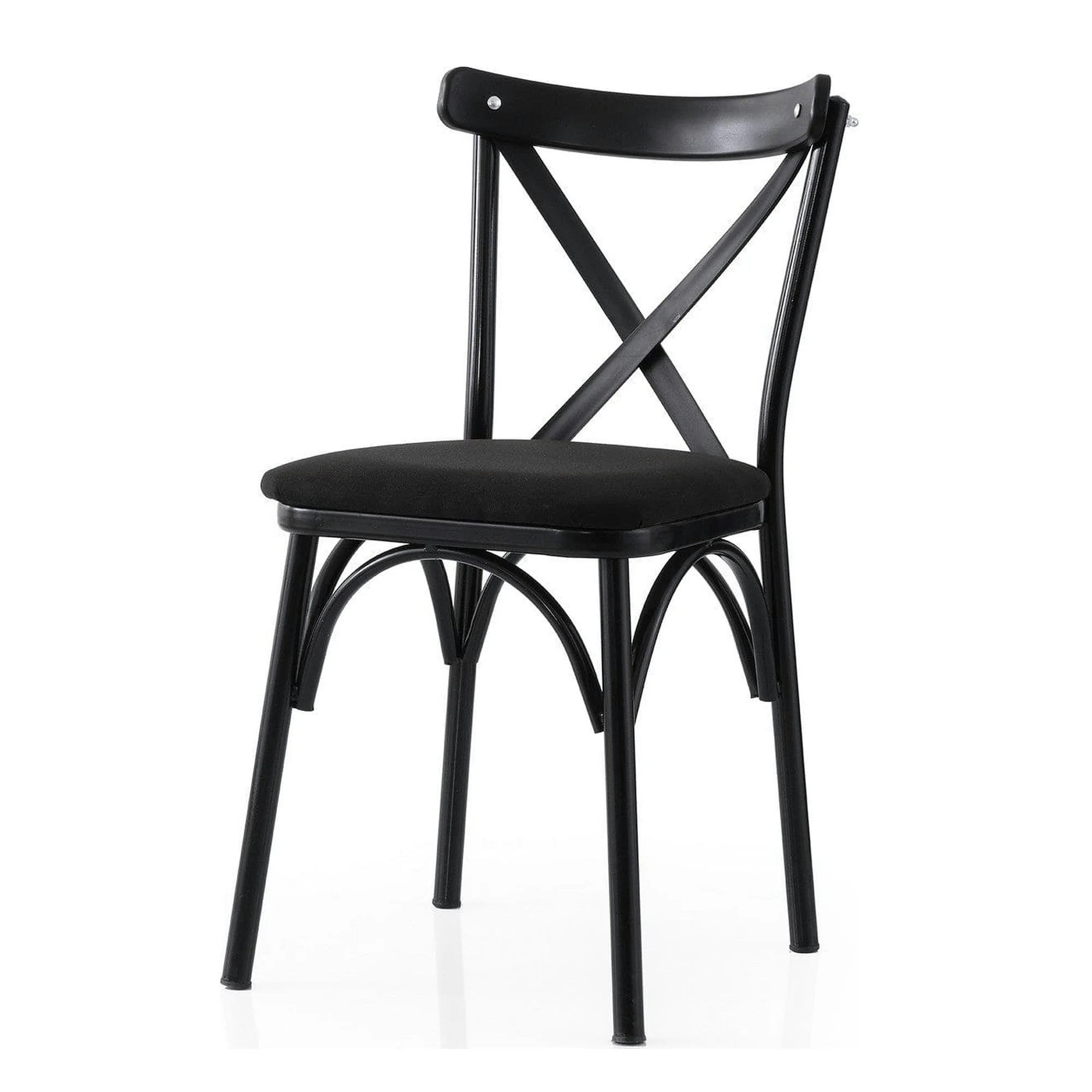 Set 2 scaune EKOL 290 V2, negru, stofa clasica/metal, 42x40x81 cm