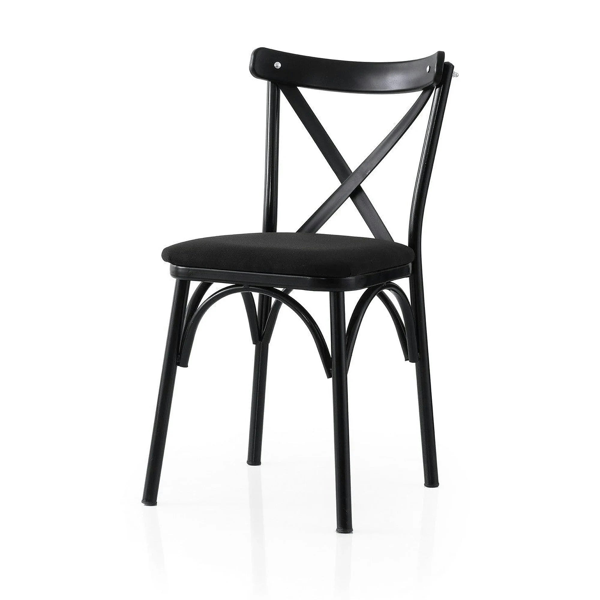 Set 2 scaune EKOL 290 V2, negru, stofa clasica/metal, 42x40x81 cm