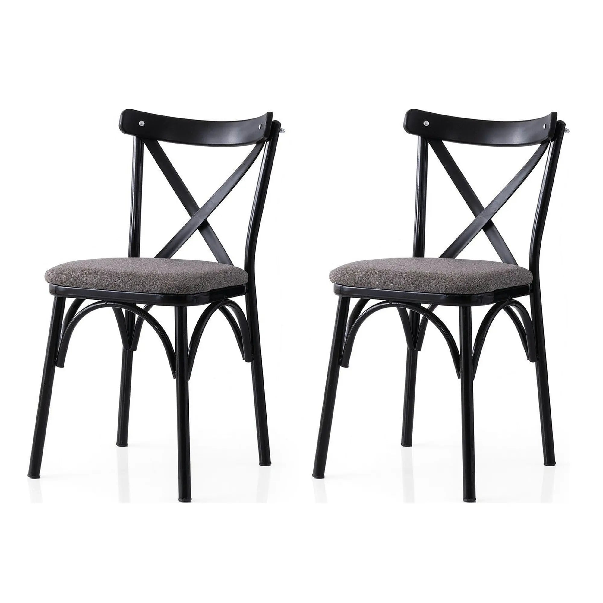 Set 2 scaune EKOL 291 V2, gri inchis/negru, stofa clasica/metal, 42x40x81 cm