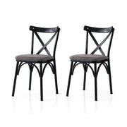 Set 2 scaune EKOL 291 V2, gri inchis/negru, stofa clasica/metal, 42x40x81 cm