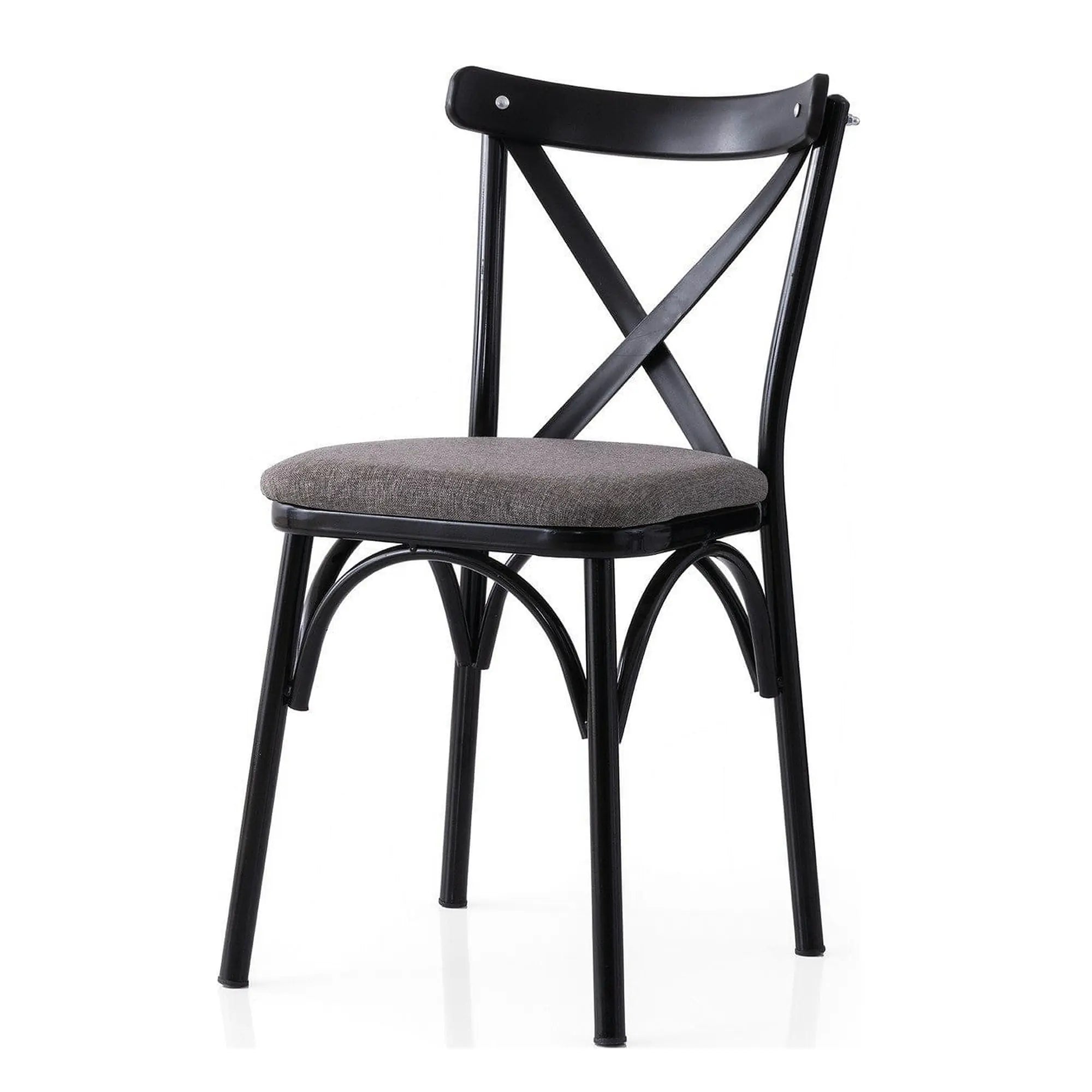 Set 2 scaune EKOL 291 V2, gri inchis/negru, stofa clasica/metal, 42x40x81 cm