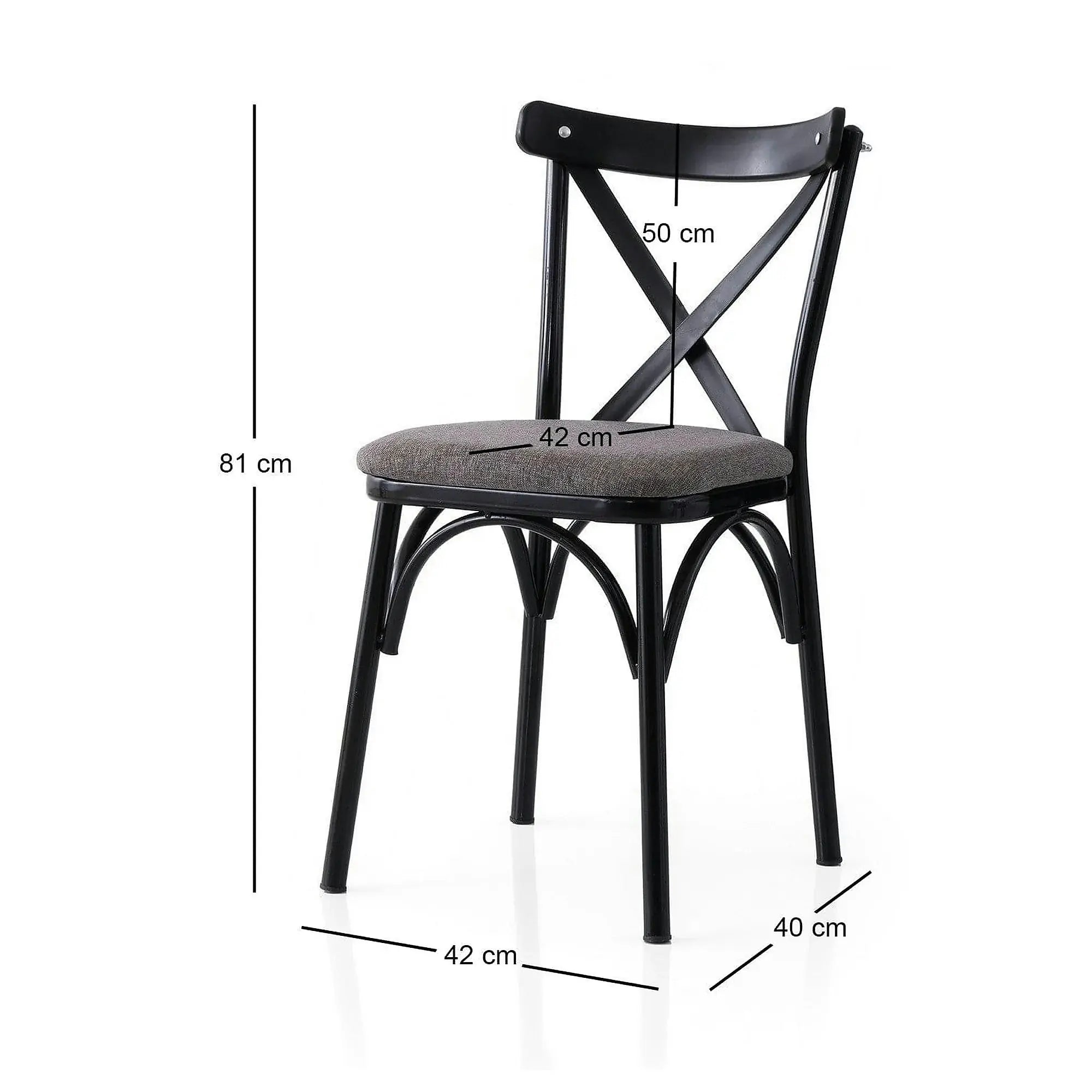Set 2 scaune EKOL 291 V2, gri inchis/negru, stofa clasica/metal, 42x40x81 cm