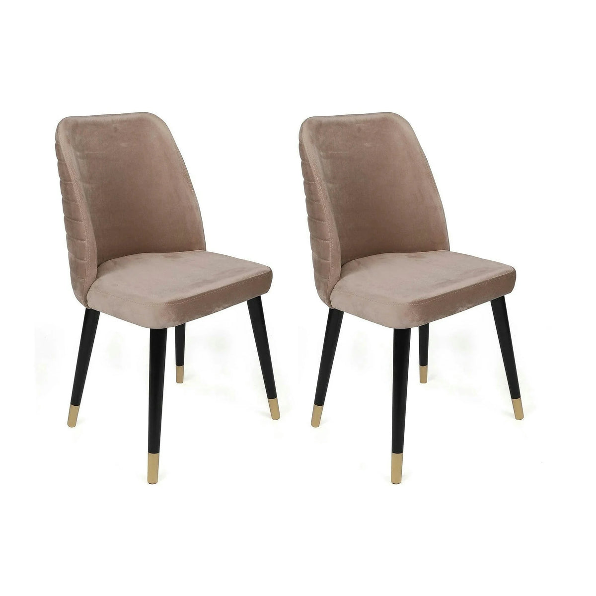 Set 2 scaune HUGO-364 V2, bej/negru, stofa catifelata/lemn, 50x49x90 cm
