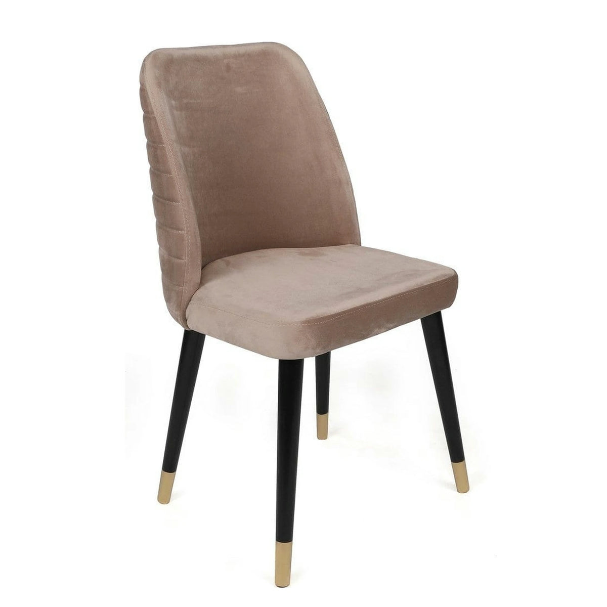Set 2 scaune HUGO-364 V2, bej/negru, stofa catifelata/lemn, 50x49x90 cm