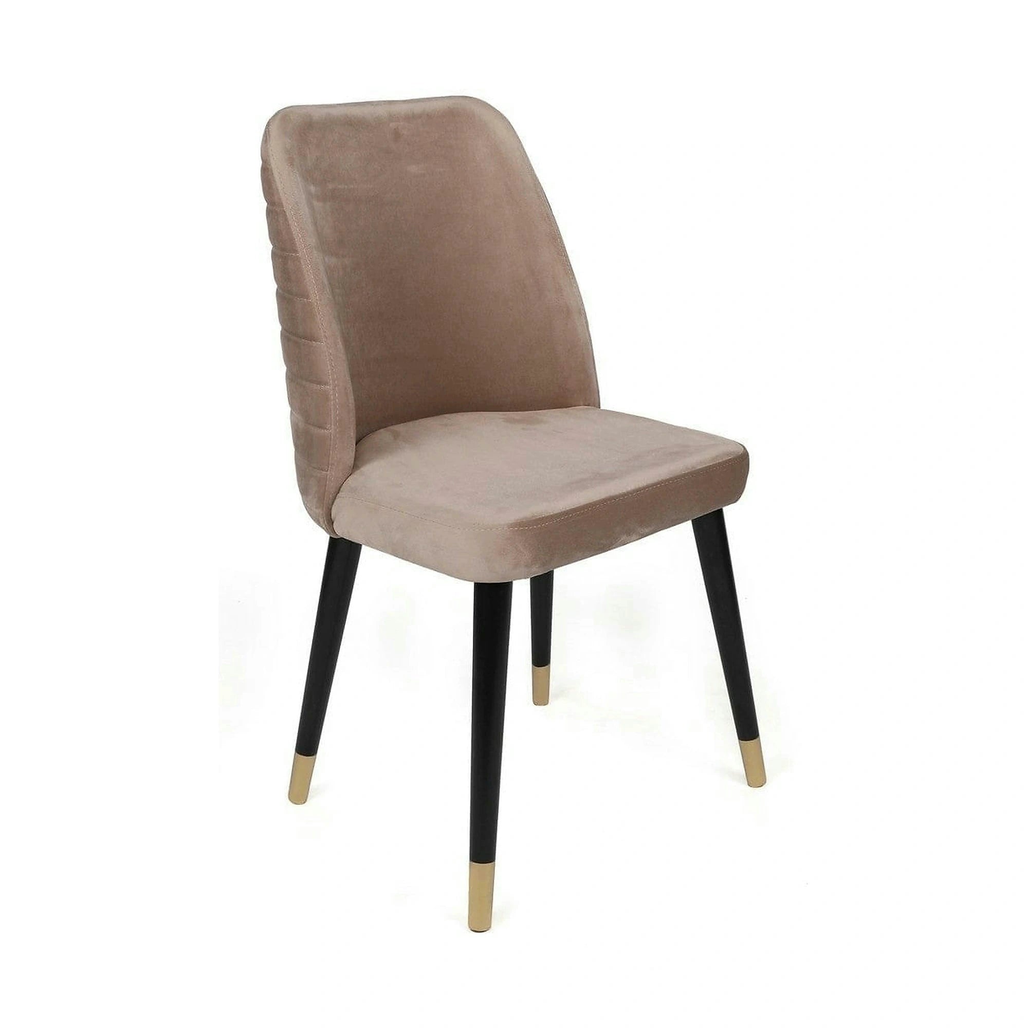 Set 2 scaune HUGO-364 V2, bej/negru, stofa catifelata/lemn, 50x49x90 cm
