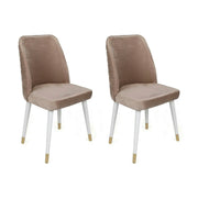 Set 2 scaune HUGO-404 V2, bej/alb, stofa catifelata/lemn, 50x49x90 cm