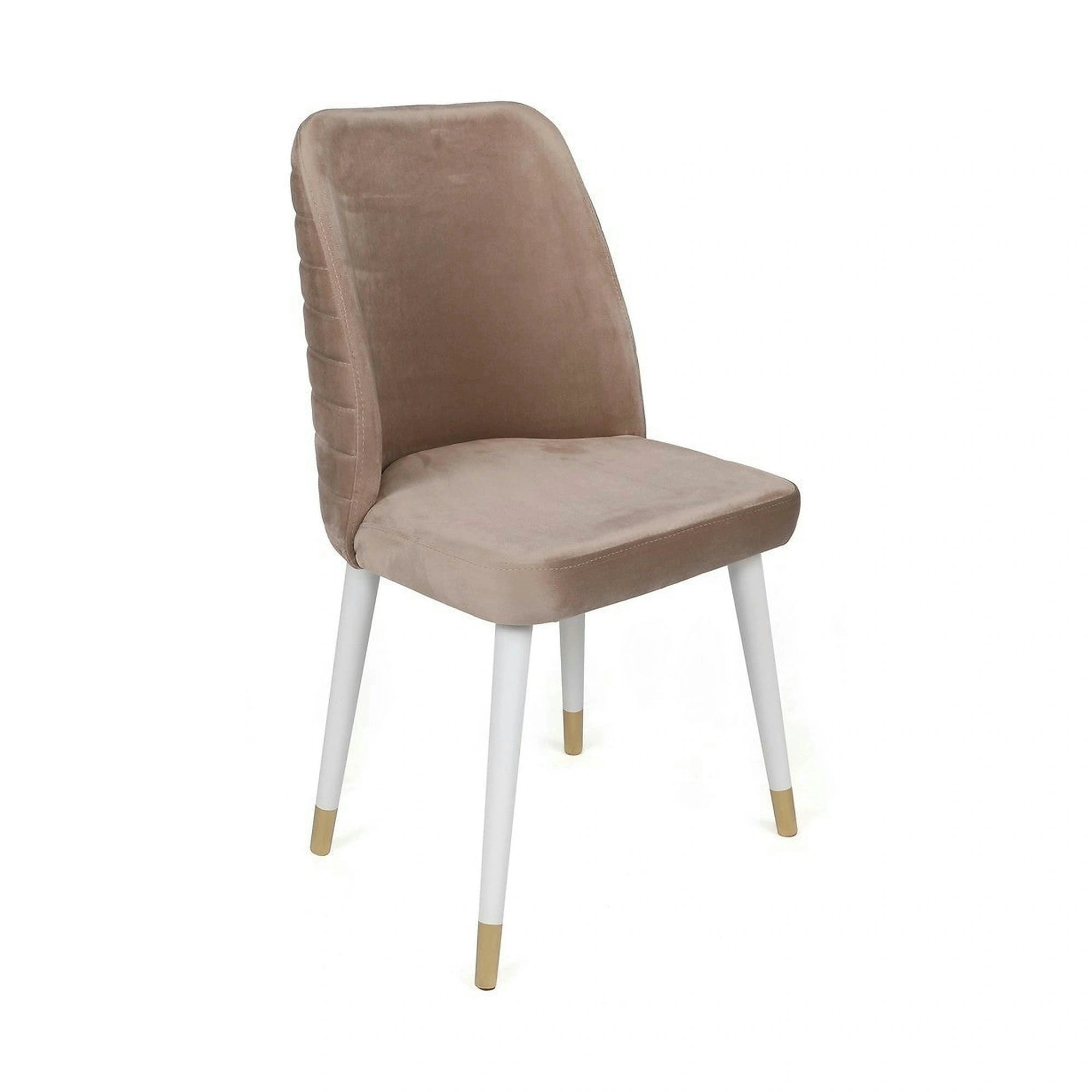 Set 2 scaune HUGO-404 V2, bej/alb, stofa catifelata/lemn, 50x49x90 cm