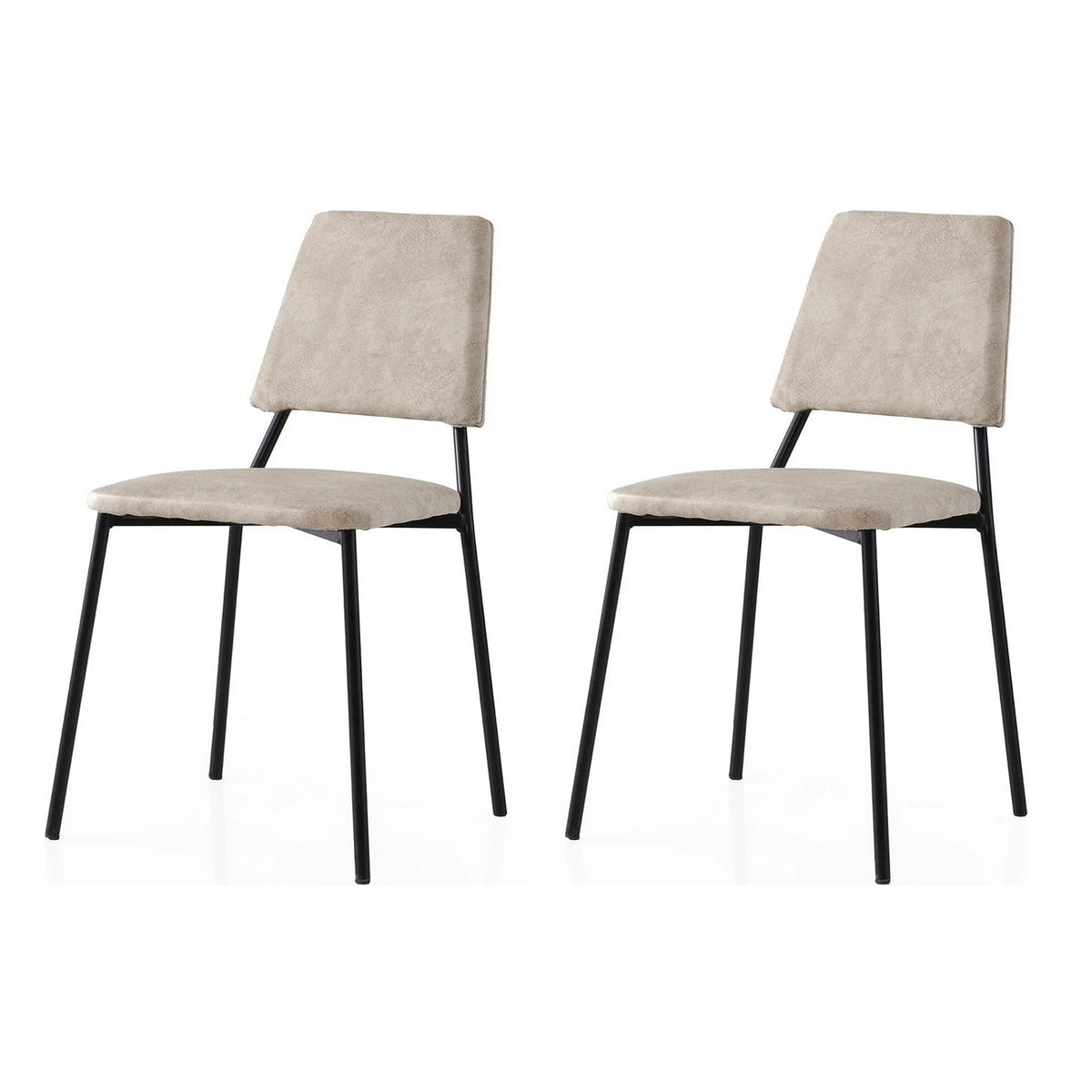 Set 2 scaune LIMA 4551 V2, bej deschis/negru, stofa catifelata/metal, 43x54x78 cm