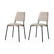 Set 2 scaune LIMA 4551 V2, bej deschis/negru, stofa catifelata/metal, 43x54x78 cm