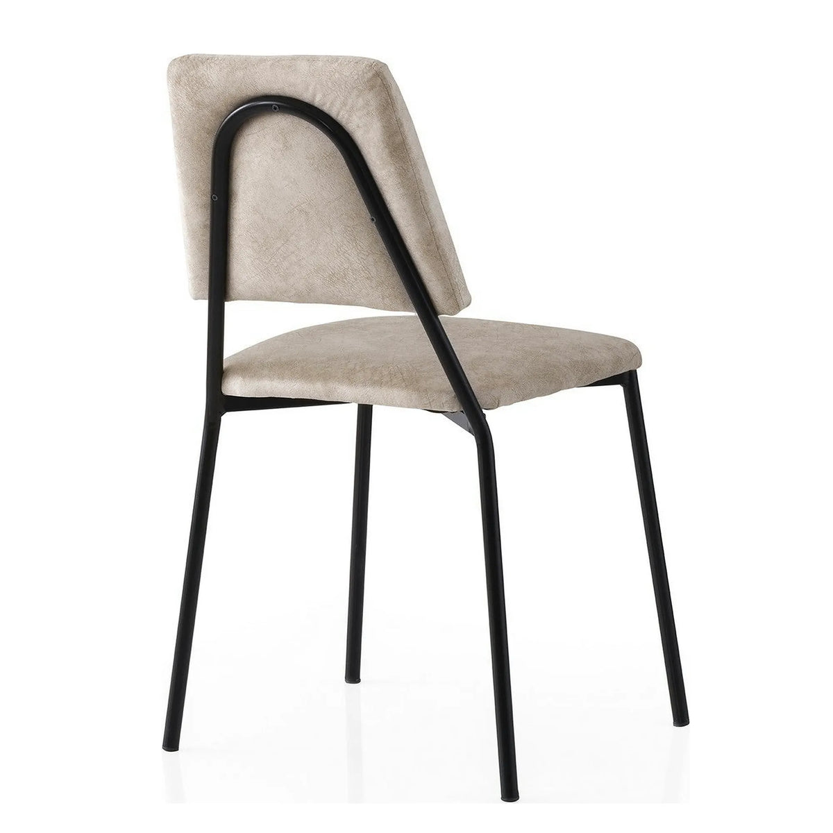 Set 2 scaune LIMA 4551 V2, bej deschis/negru, stofa catifelata/metal, 43x54x78 cm