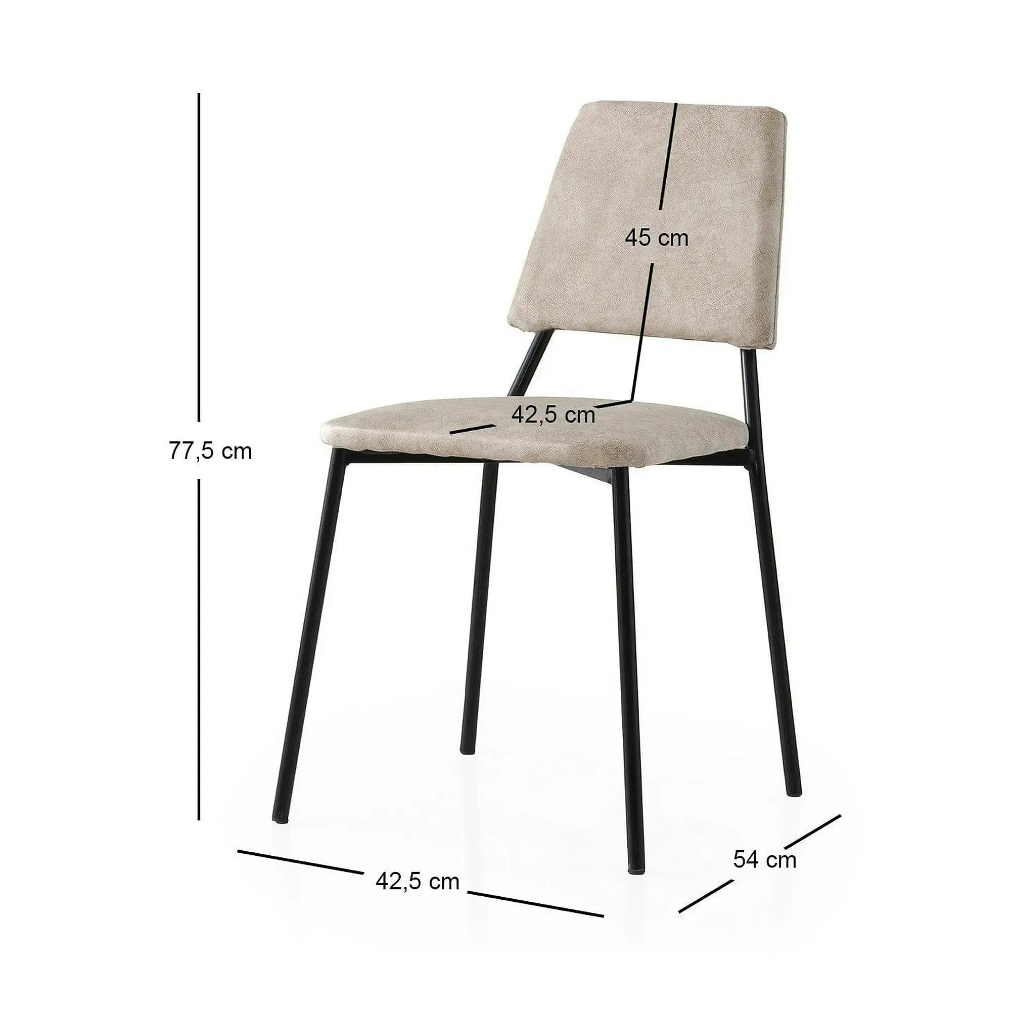 Set 2 scaune LIMA 4551 V2, bej deschis/negru, stofa catifelata/metal, 43x54x78 cm