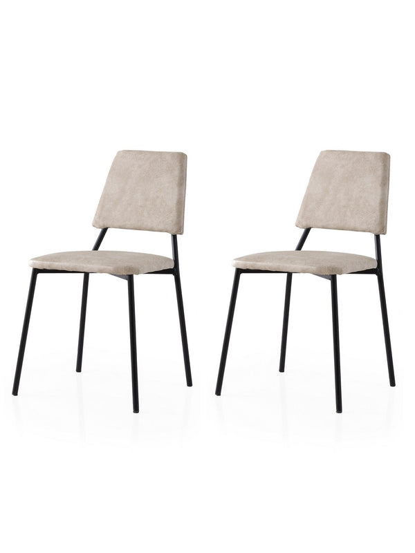 Set 2 scaune LIMA 4551 V2, bej deschis/negru, stofa catifelata/metal, 43x54x78 cm