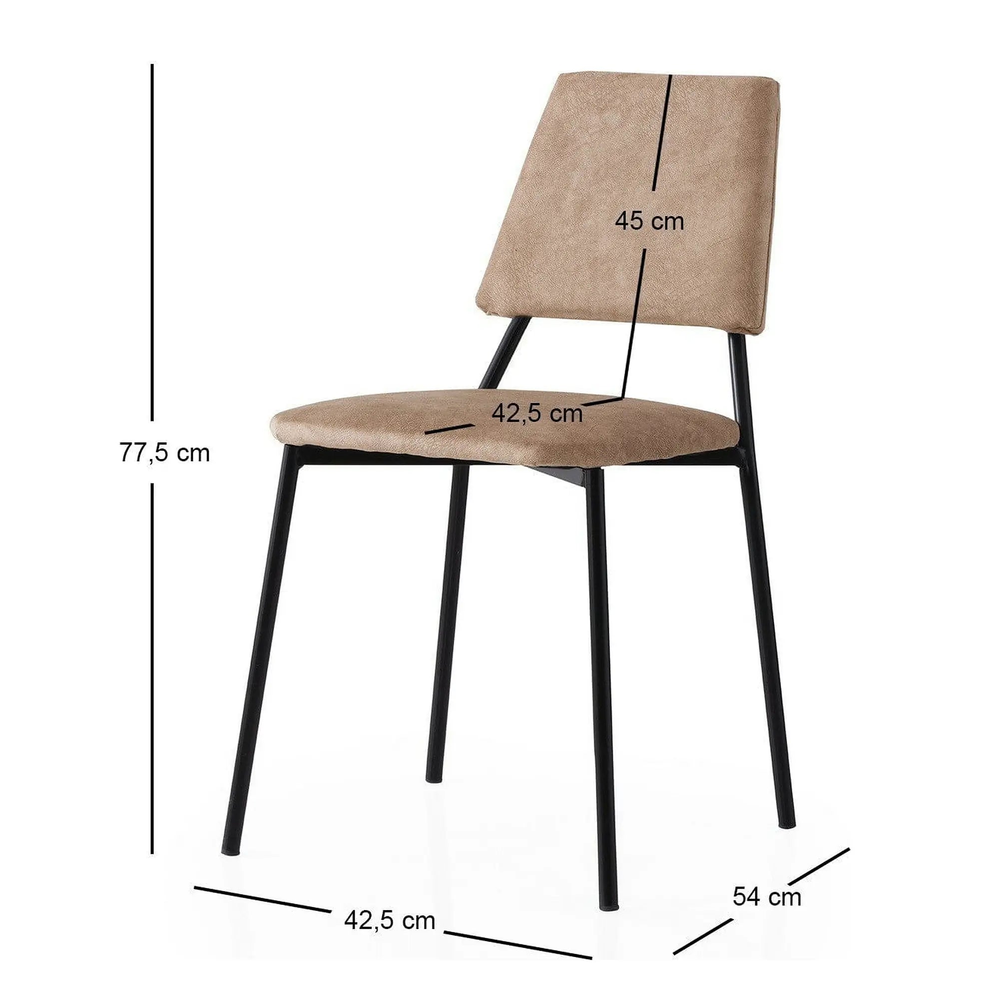 Set 2 scaune LIMA 4552 V2, bej/negru, stofa catifelata/metal, 43x54x78 cm