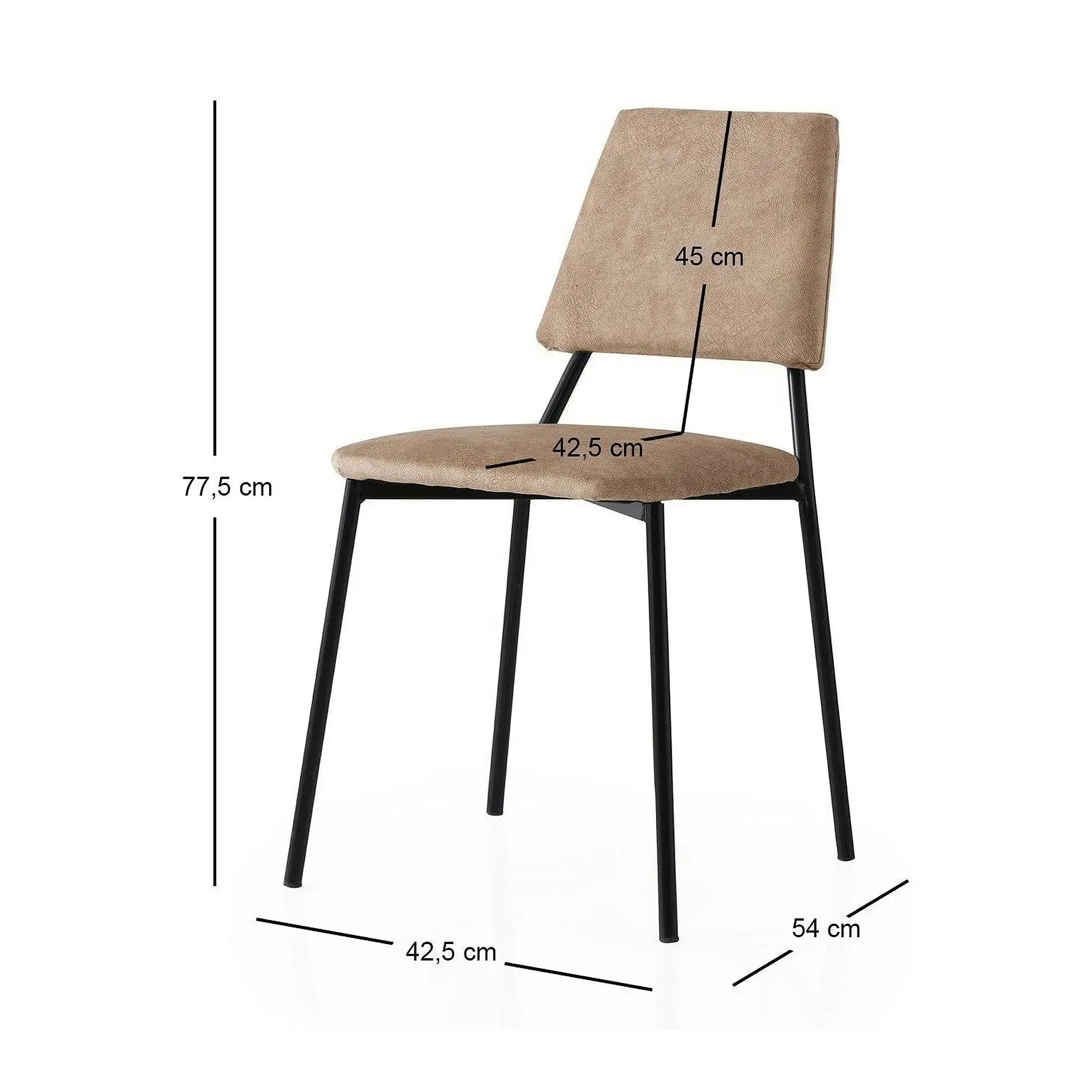 Set 2 scaune LIMA 4552 V2, bej/negru, stofa catifelata/metal, 43x54x78 cm