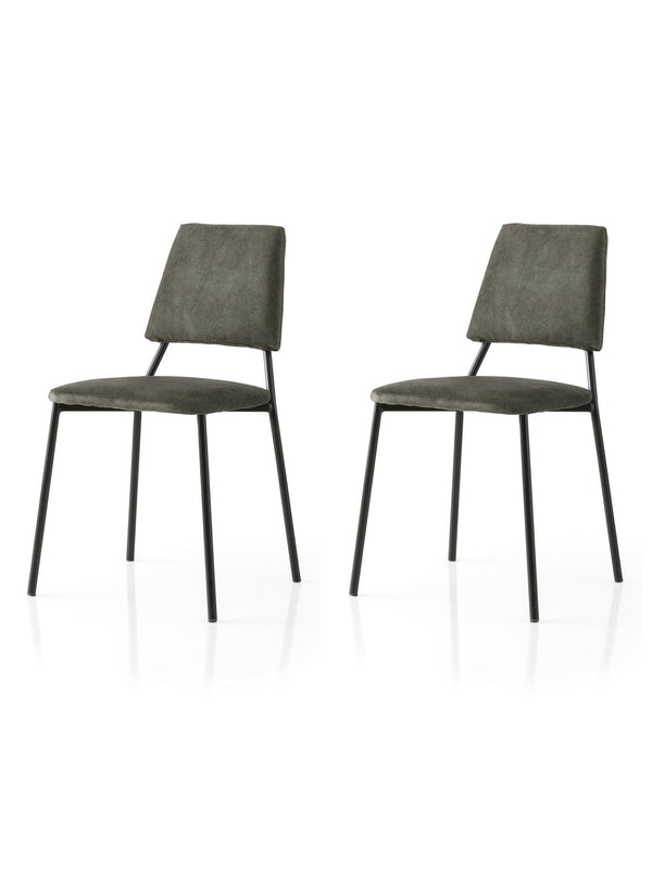 Set 2 scaune LIMA 4553 V2, gri inchis/negru, stofa catifelata/metal, 43x54x78 cm