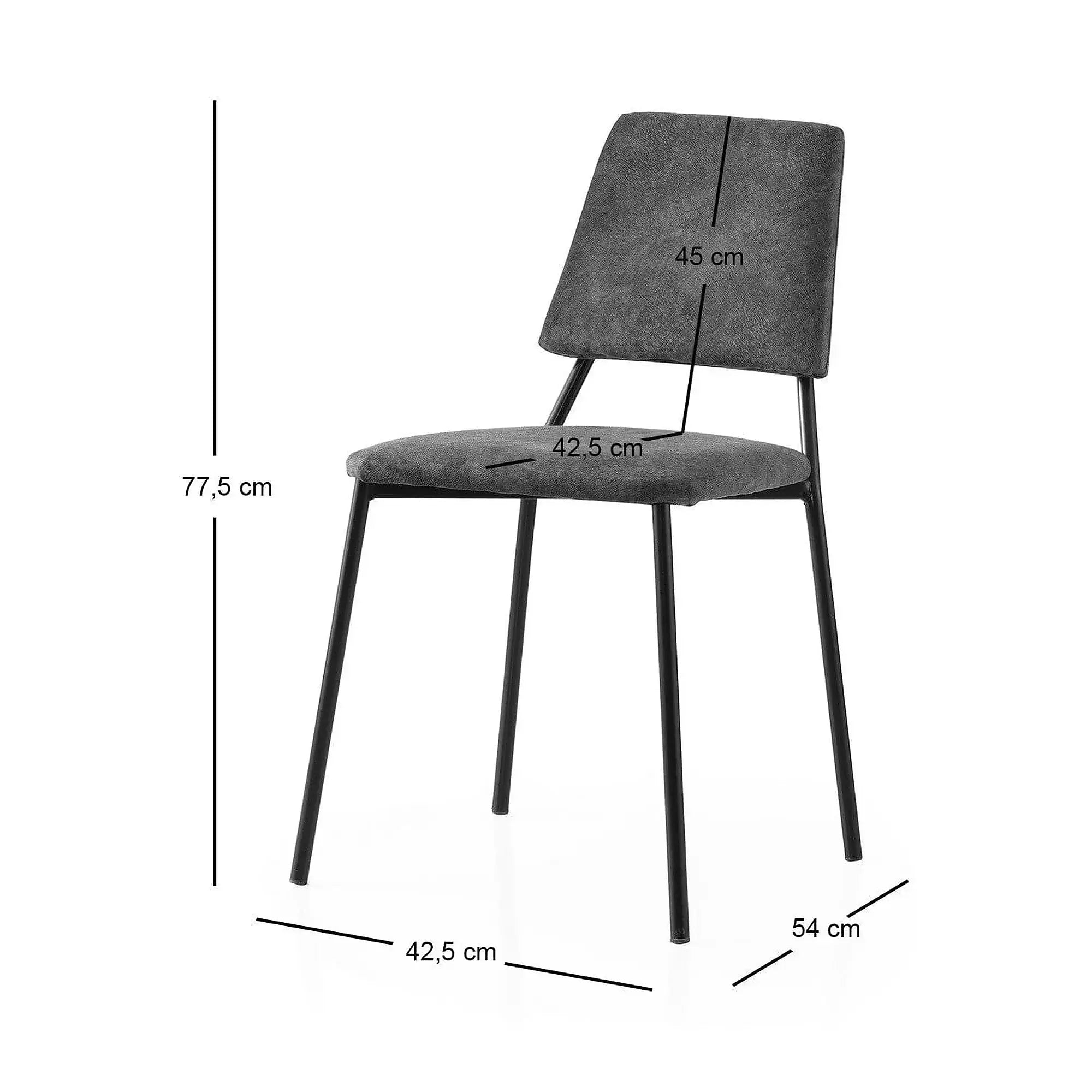Set 2 scaune LIMA 4554 V2, gri antracit/negru, stofa catifelata/metal, 43x54x78 cm