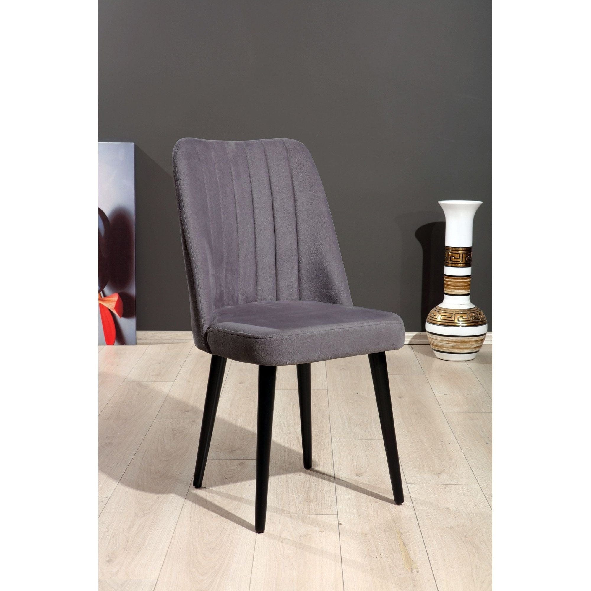 Set 2 scaune POLO, gri/negru, stofa catifelata/metal, 46x45x92 cm