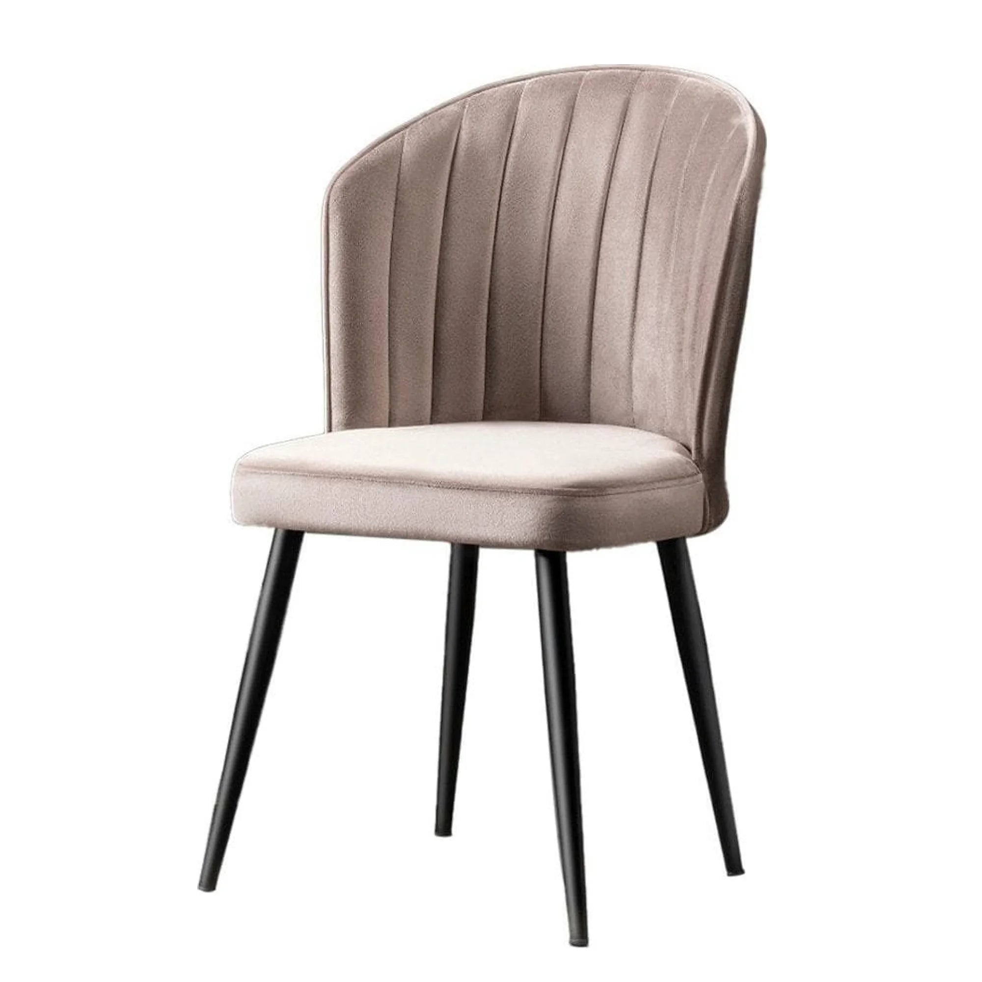 Set 2 scaune RUBI, gri deschis/negru, stofa catifelata/metal, 52x42x85 cm
