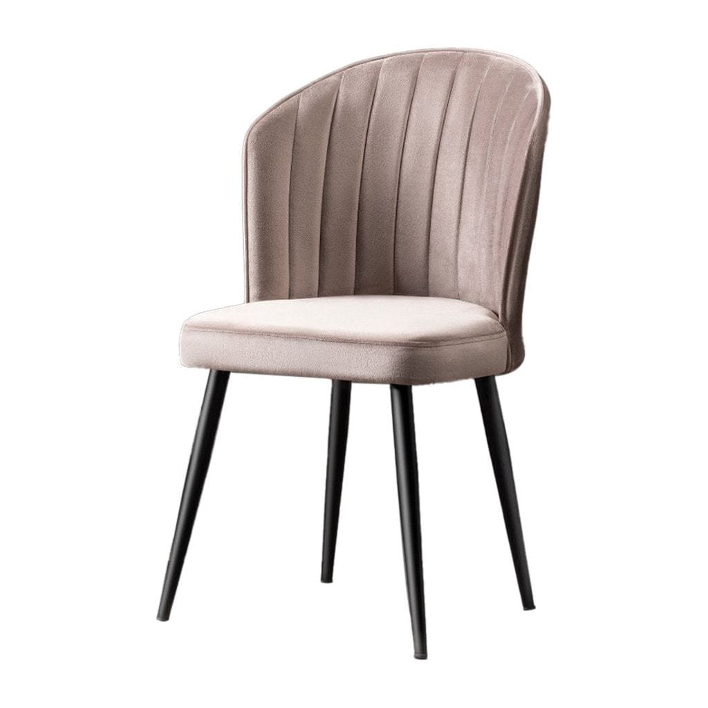 Set 2 scaune RUBI, gri deschis/negru, stofa catifelata/metal, 52x42x85 cm