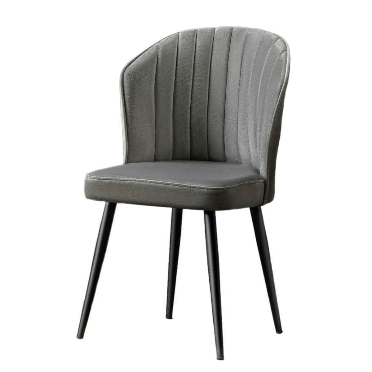 Set 2 scaune RUBI, gri inchis/negru, stofa catifelata/metal, 52x42x85 cm
