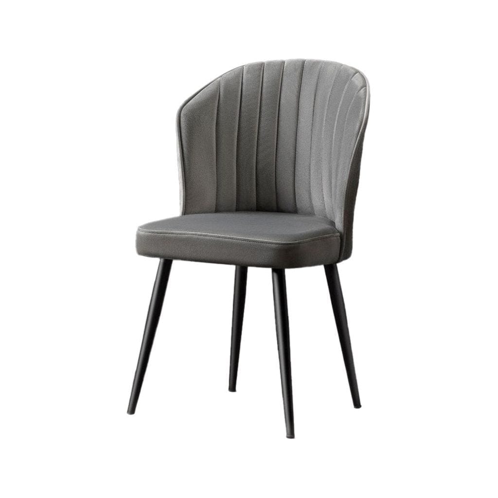 Set 2 scaune RUBI, gri inchis/negru, stofa catifelata/metal, 52x42x85 cm