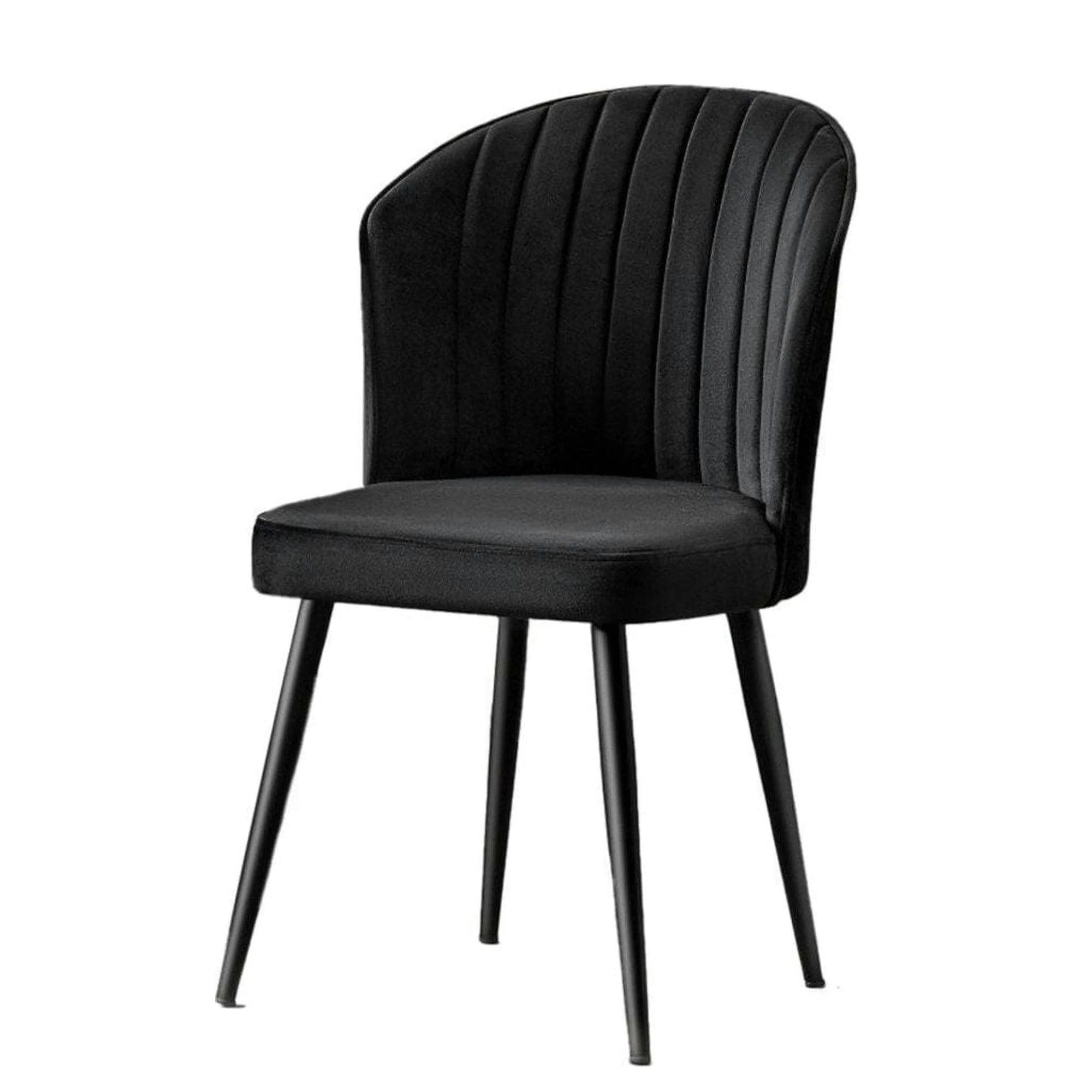 Set 2 scaune RUBI, negru, stofa catifelata/metal, 52x42x85 cm