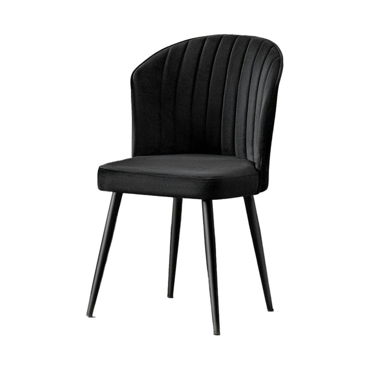 Set 2 scaune RUBI, negru, stofa catifelata/metal, 52x42x85 cm