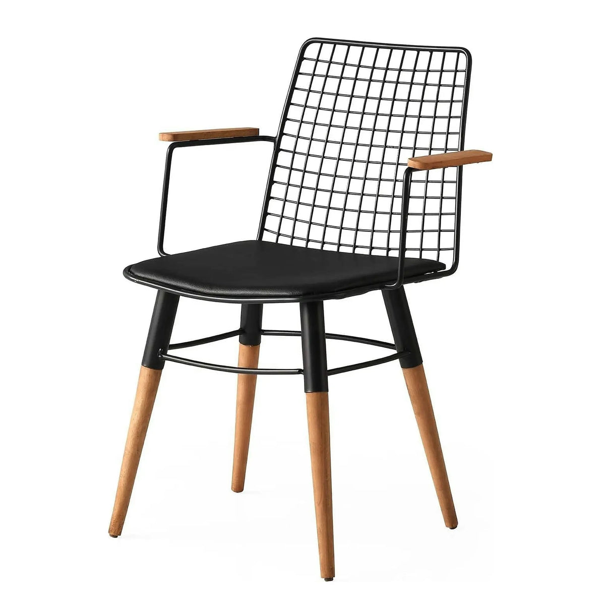 Set 2 scaune TREND 961, negru/nuc, piele ecologica/metal, 43x39x82 cm