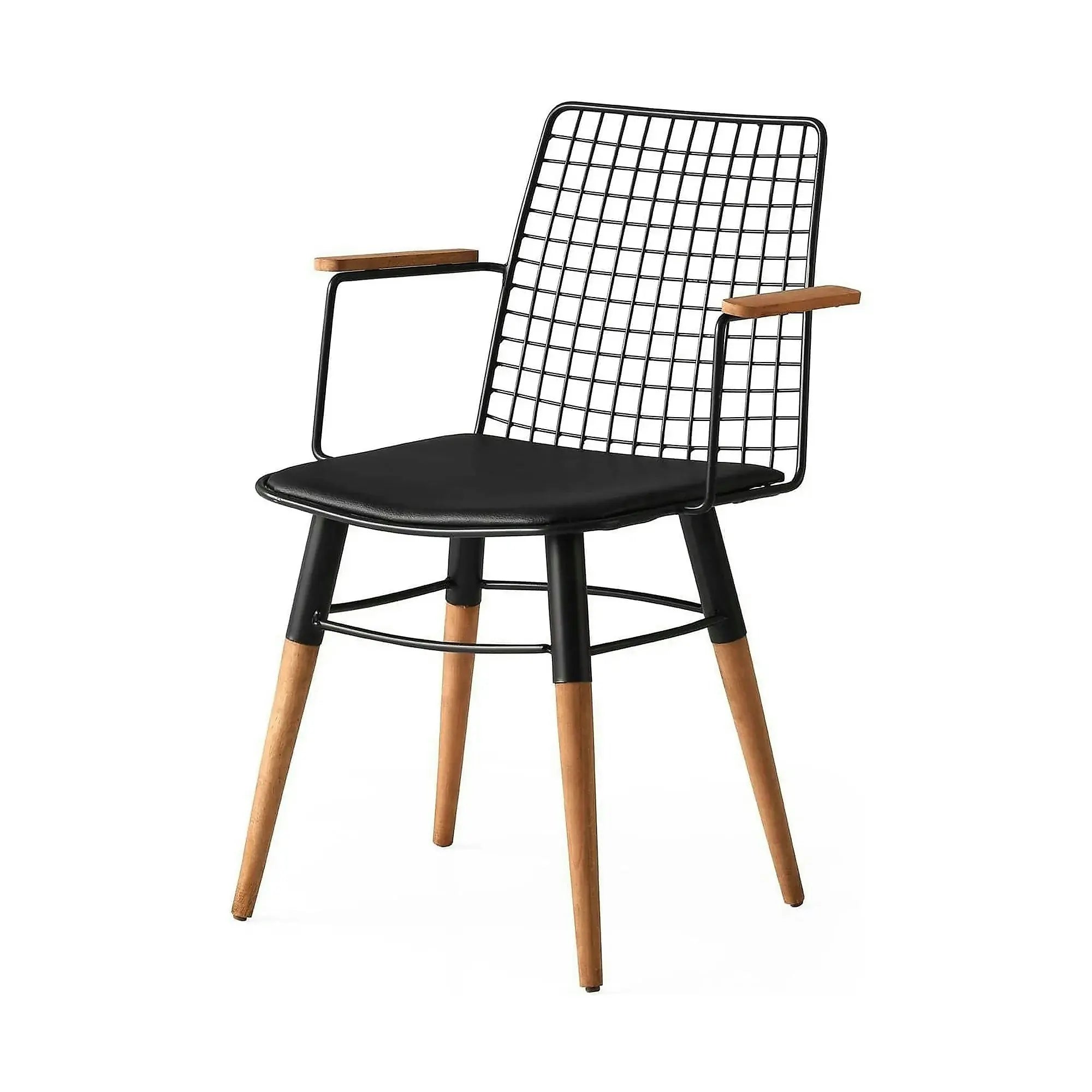 Set 2 scaune TREND 961, negru/nuc, piele ecologica/metal, 43x39x82 cm