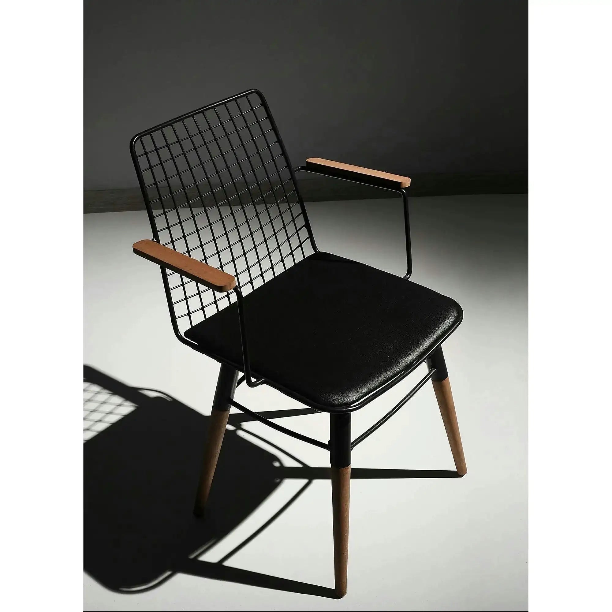 Set 2 scaune TREND 961, negru/nuc, piele ecologica/metal, 43x39x82 cm