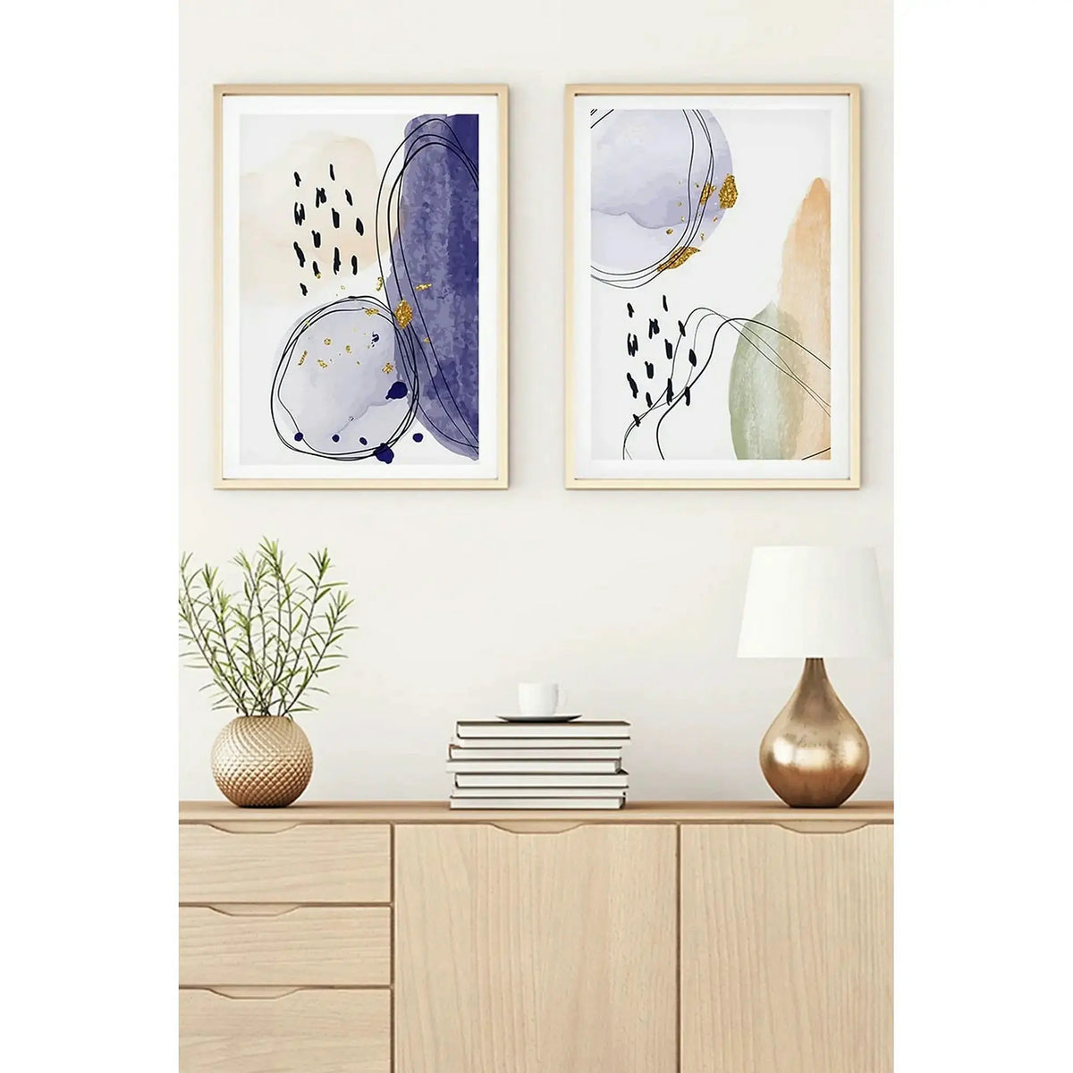 Set 2 tablouri HUHU21, multicolor, 50x70 cm
