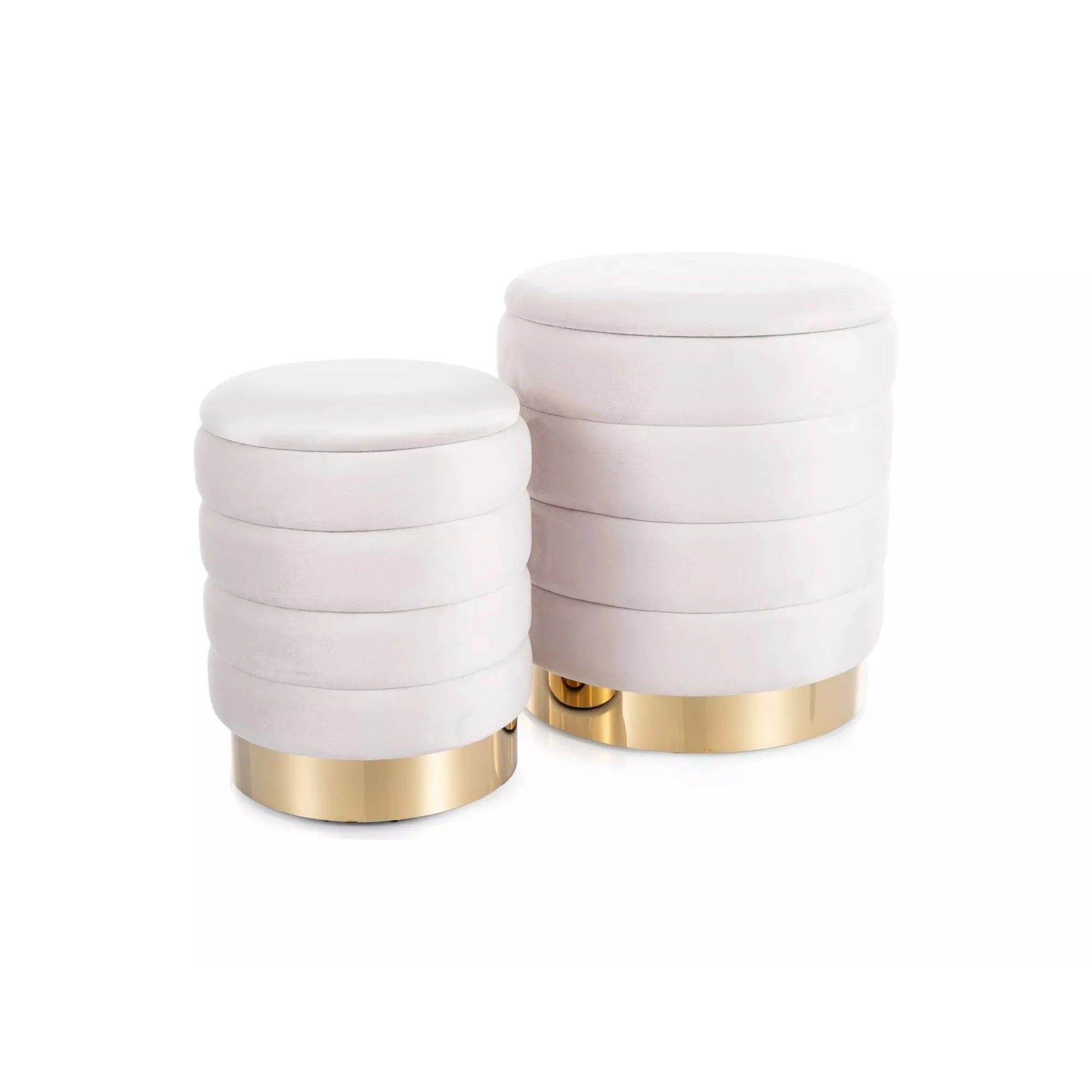 Set 2 taburete BRITTA, bej deschis/auriu, stofa catifelata