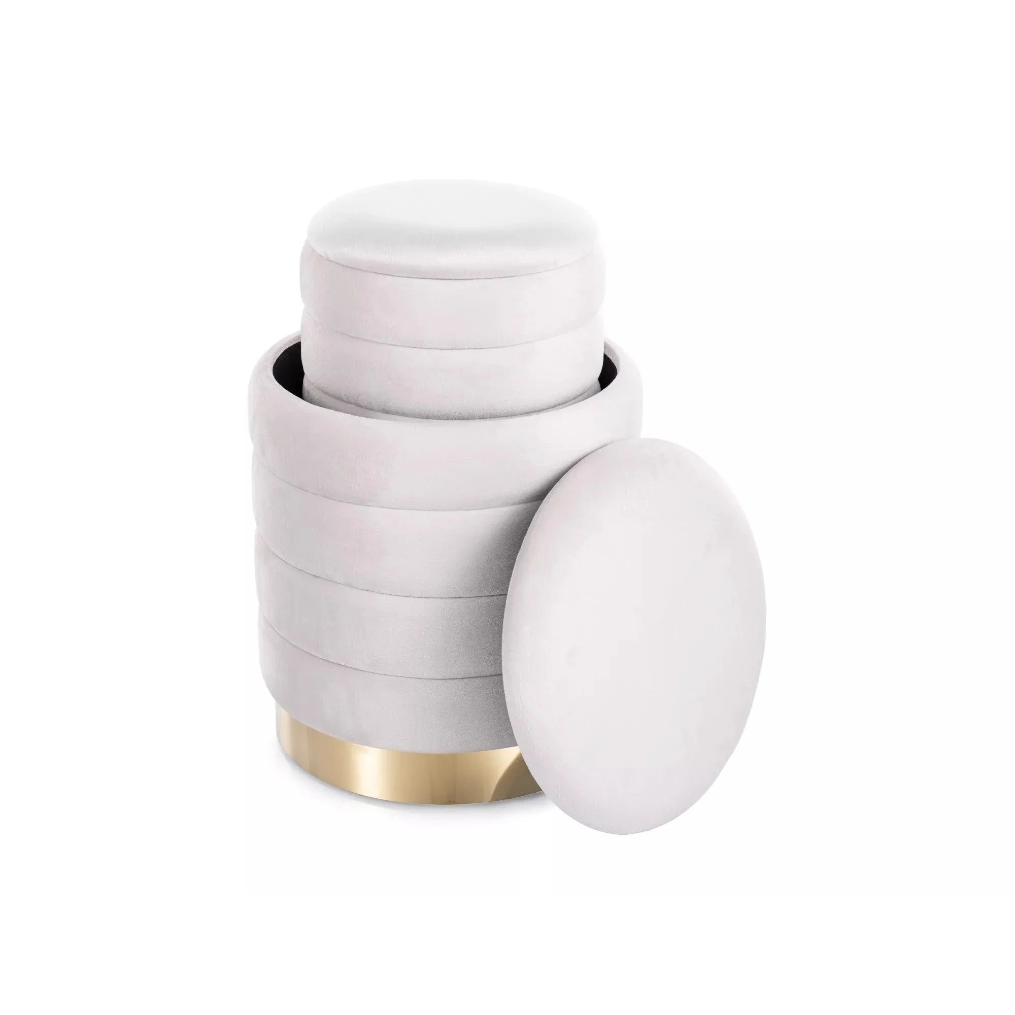 Set 2 taburete BRITTA, bej deschis/auriu, stofa catifelata