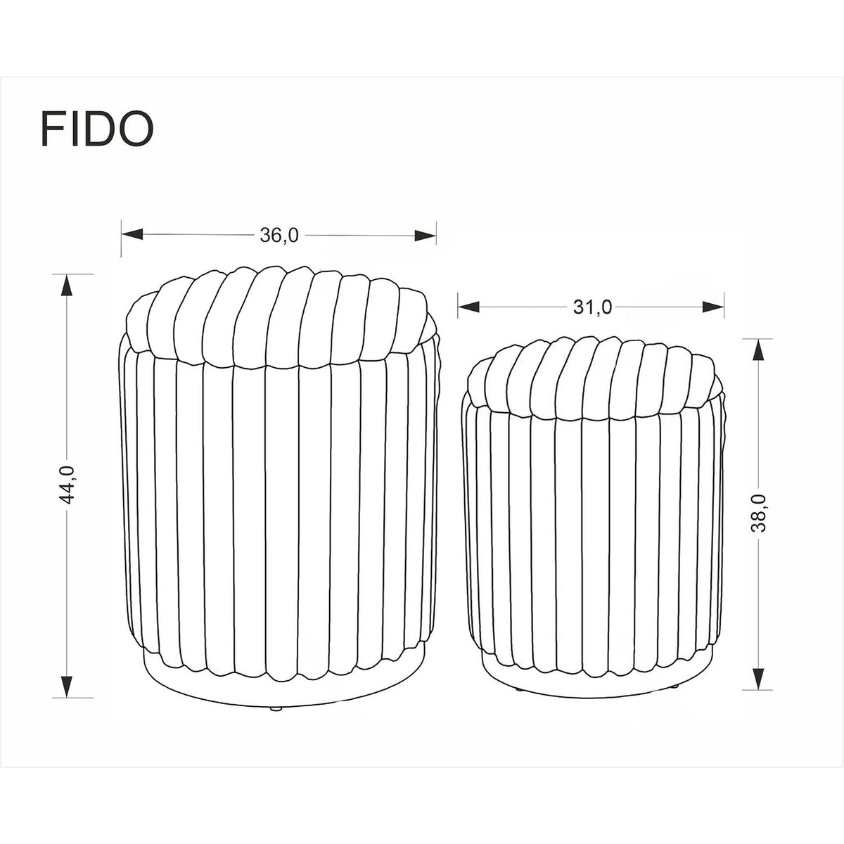 Set 2 taburete FIDO, stofa cappuccino