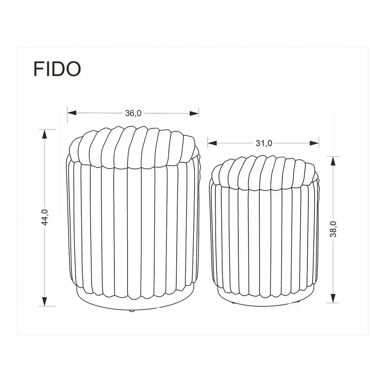 Set 2 taburete FIDO, stofa crem